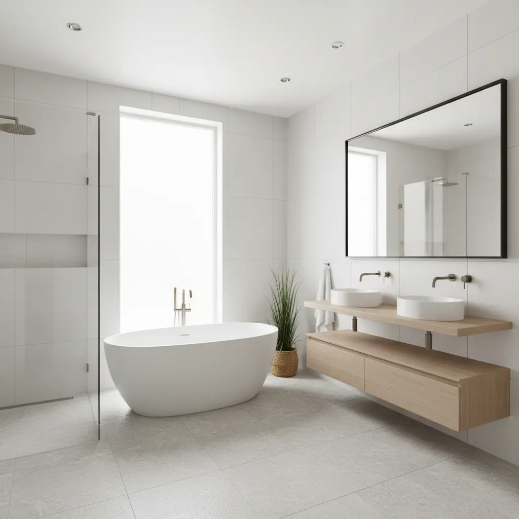 Spacious new bathroom after renovation