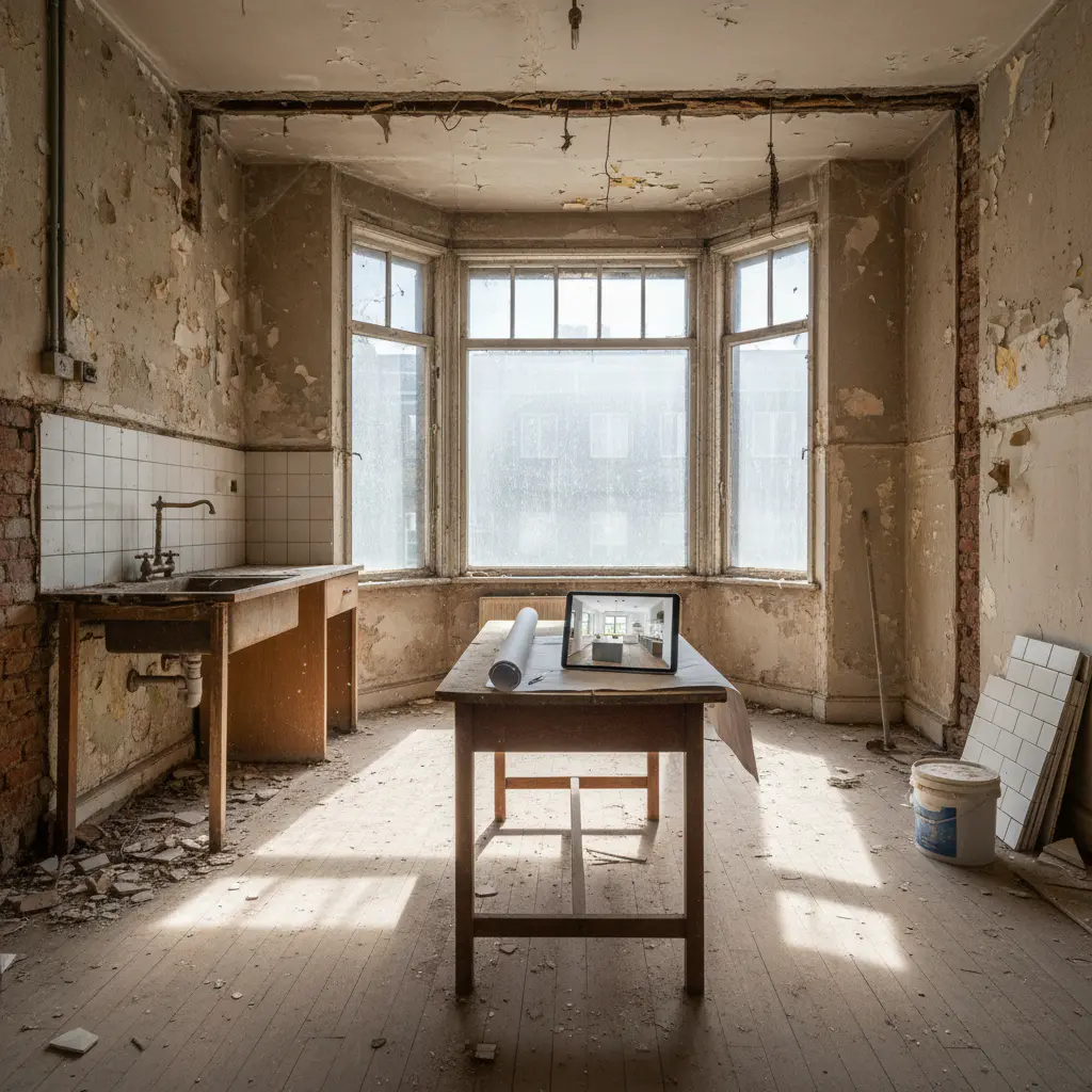 Old dark kitchen before renovation