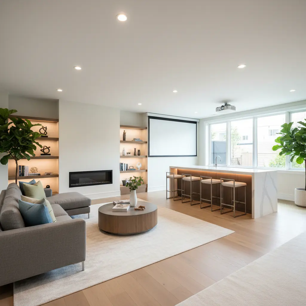 Basement lounge finishing